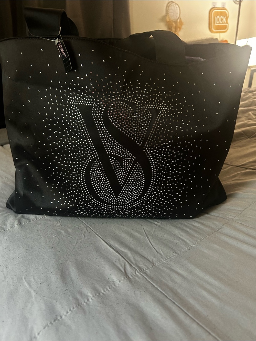 Victoria's Secret Black Tote with Crystal VS Logo